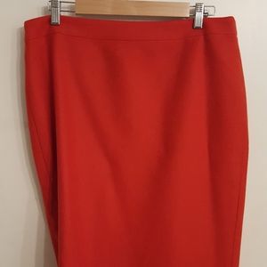 Red wool pencil skirt.